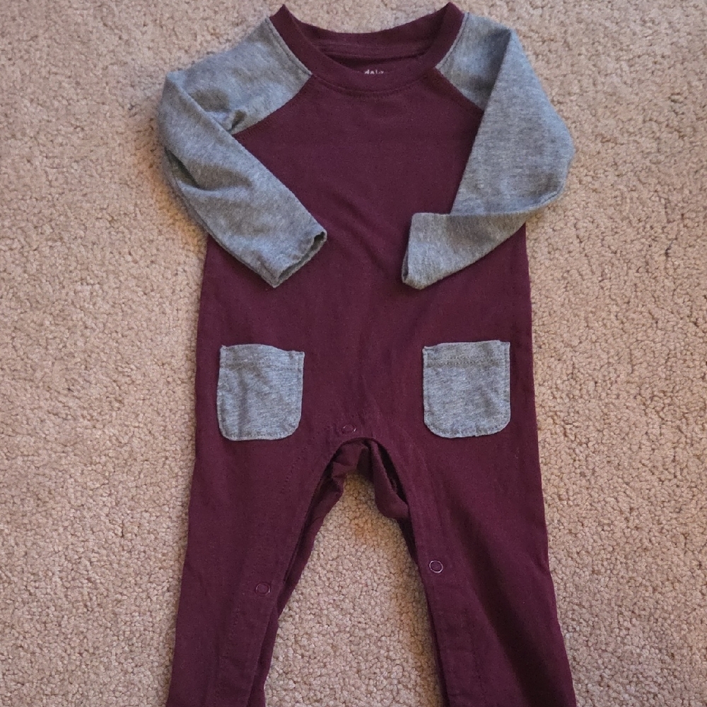 Okie Dokie Maroon Baby Romper